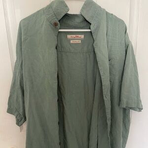 Tommy Bahama Sage Green Short-Sleeve Linen Shirt Jacket